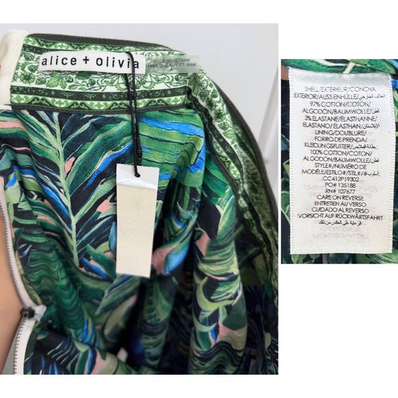 NWT Alice + Olivia Palm Beach Earla Midi Skirt Woman Red Hat Pink Print 4 - Picture 4 of 14